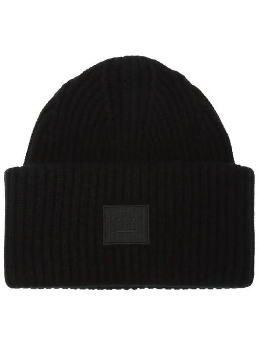 12th Anniversary Face Patch Wool Beanie Black C40044 900 - ACNE STUDIOS - BALAAN 1