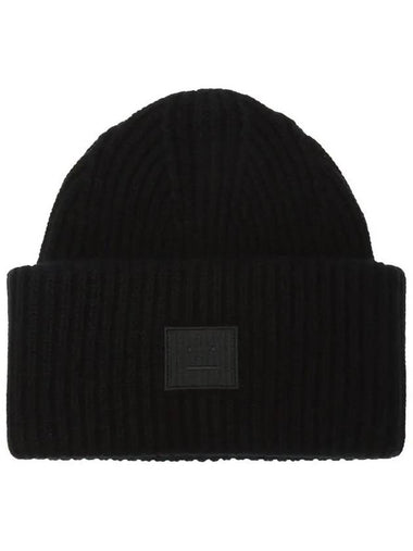 12th Anniversary Face Patch Wool Beanie Black C40044 900 - ACNE STUDIOS - BALAAN 1