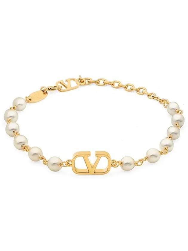 VLogo Signature Pearl Bracelet Gold - VALENTINO - BALAAN 3