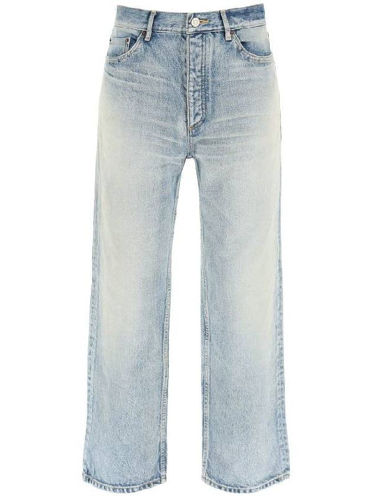 Women's Ankle Cut Vintage Washing Straight Jeans Light Blue - BALENCIAGA - BALAAN 1