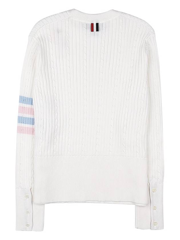 Baby Cable Rib Cotton 4-Bar Crewneck Knit Top White - THOM BROWNE - BALAAN 3