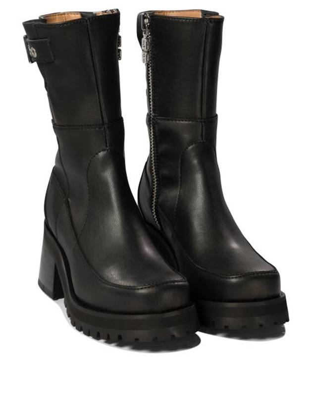 Buckle Leather Walker Boots Black - GANNI - BALAAN 3