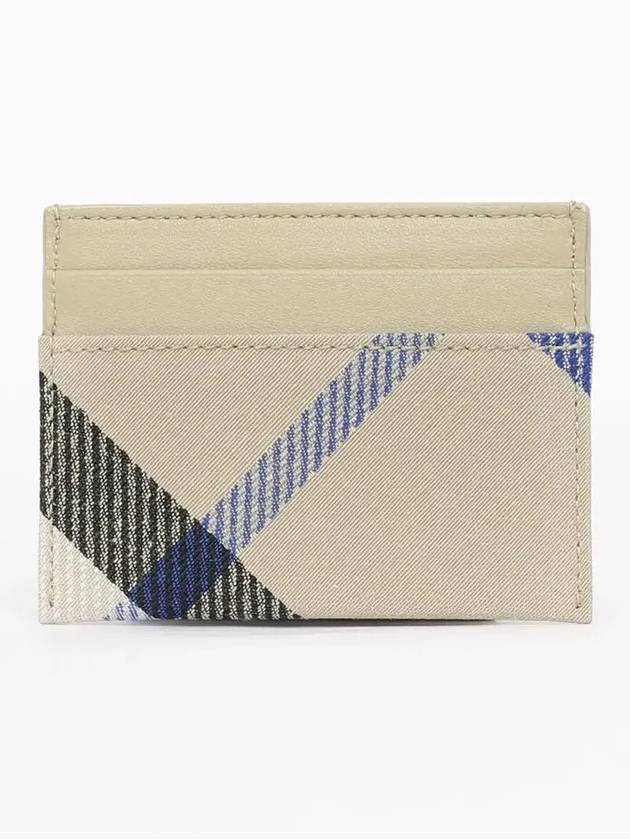 Checked Leather Card Wallet Beige - BURBERRY - BALAAN 3