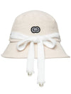 Wool Angora Ribbon Decorated Corduroy Beige Bucket Hat DO6232AH92 1 - DOYOUKNOWMC GOLF WEAR - BALAAN 5