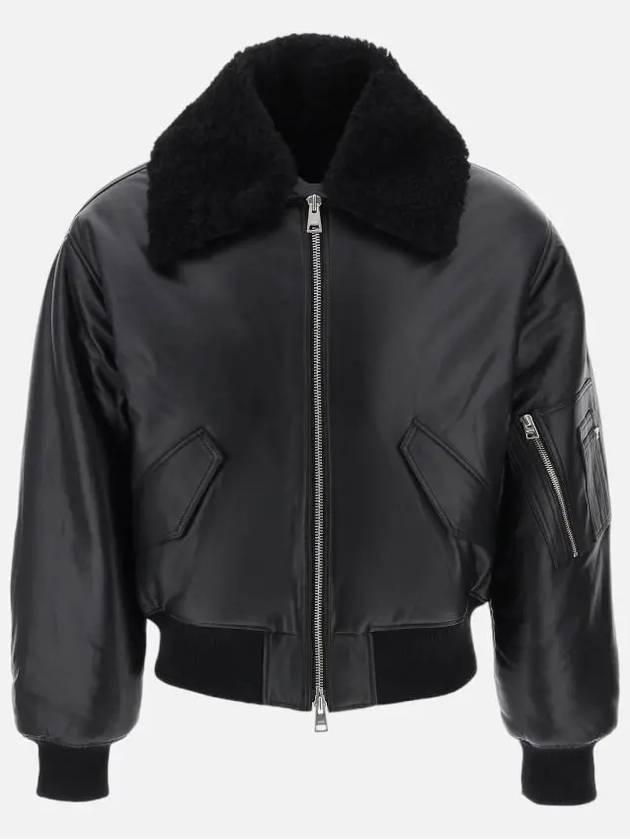 Leather Bomber Jacket Black - AMI - BALAAN 2