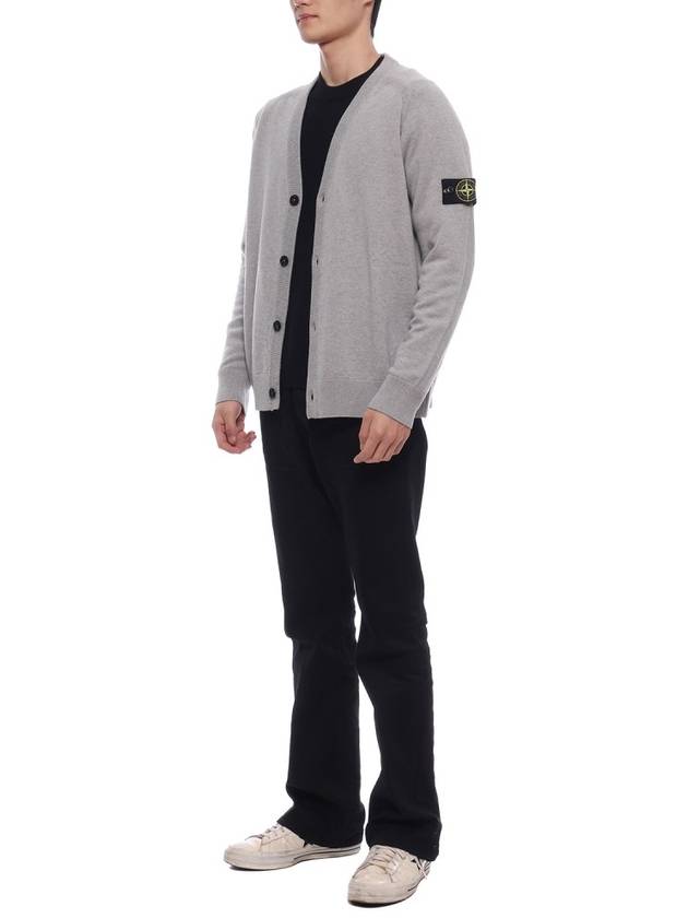 Wappen Patch V-Neck Cardigan Grey - STONE ISLAND - BALAAN 5