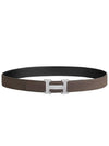 H Silver Buckle Reversible Leather Belt Brown Black - HERMES - BALAAN 3