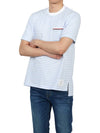 Striped Jersey Pocket Short Sleeve T-Shirt Light Blue White - THOM BROWNE - BALAAN 8