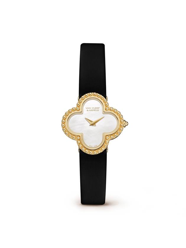 Alhambra Small Leather Watch Gold Black - VANCLEEFARPELS - BALAAN 1