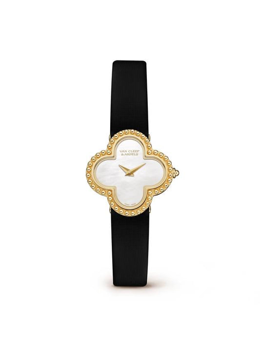 Alhambra Small Leather Watch Gold Black - VANCLEEFARPELS - BALAAN 1