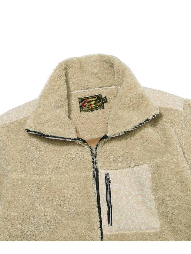 Ogaf paisley patch sherpa fleece zip-up jacket beige - OGARP - BALAAN 4