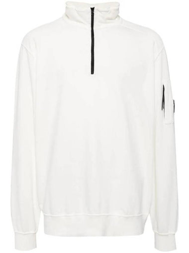 Light Fleece Half Zipped Sweatshirt White - CP COMPANY - BALAAN 1