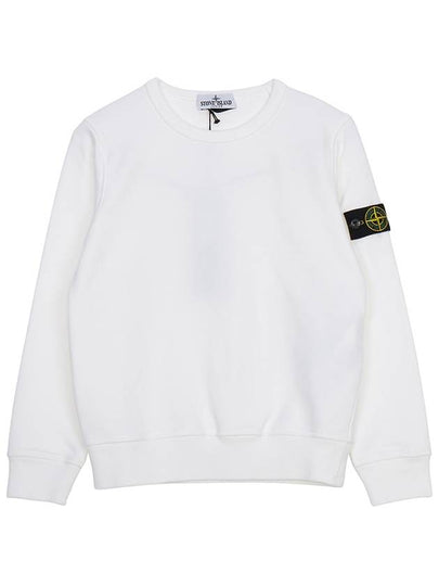 Kids Wappen Patch Organic Cotton Fleece Sweatshirt White - STONE ISLAND - BALAAN 2