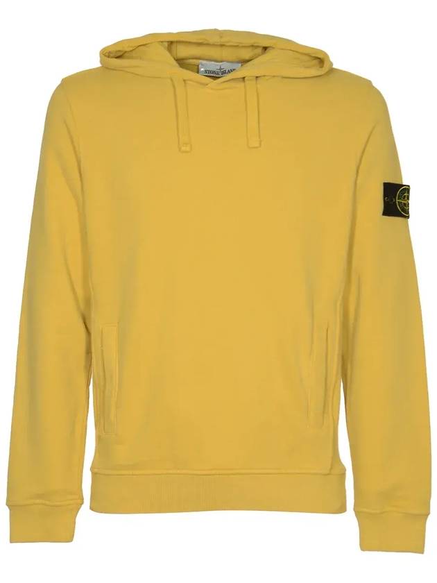 Wappen Patch Brushed Cotton Fleece Hoodie Yellow - STONE ISLAND - BALAAN 1