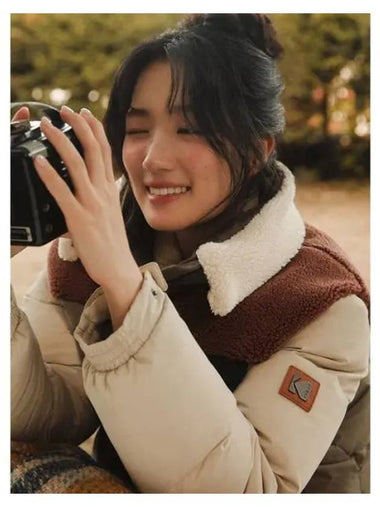 KODAK Apparel Kim Hye yoon PICK Brownie color block down jacket KHAKI - KODO - BALAAN 1