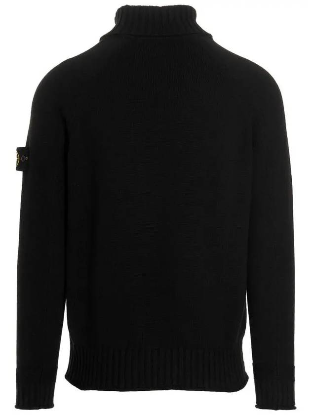 Logo Wappen Patch Cotton Turtleneck Black - STONE ISLAND - BALAAN 4