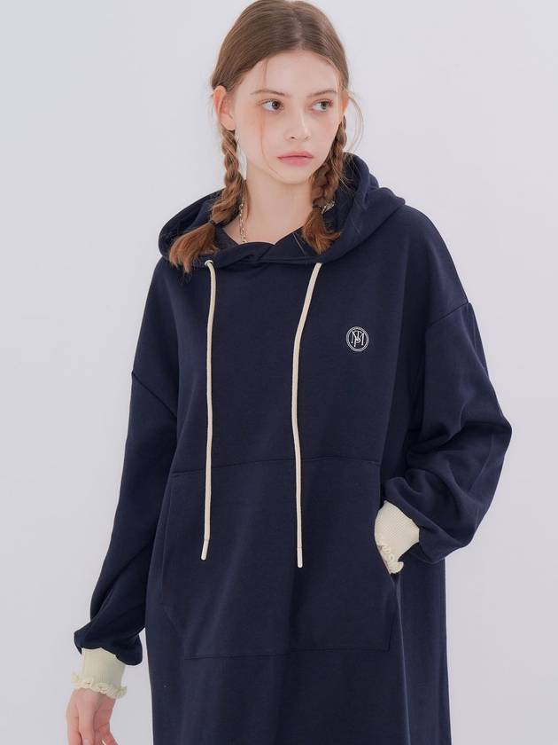 Shirring Hooded Long Dress Navy - METAPHER - BALAAN 4