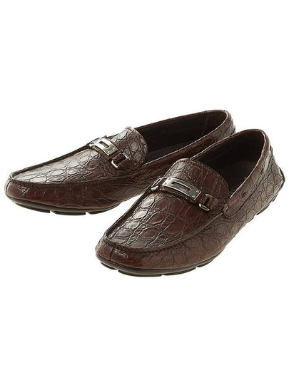 Crocodile Effect Driving Shoes Brown - PRADA - BALAAN 2