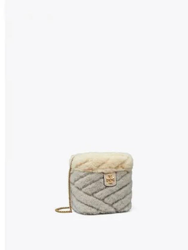 Kira Chevron Shearling Fleece Mini Vanity Case Cosmetic Pouch Gray Mix Domestic Product GM0023102099104 - TORY BURCH - BALAAN 1