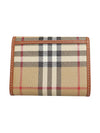 Women's Checked Leather Small Half Wallet Archive Beige - BURBERRY - BALAAN 3