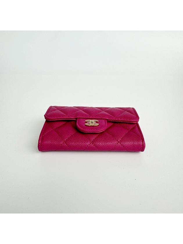 Classic Snap Caviar Card Holder Pink Gold Plated - CHANEL - BALAAN 6