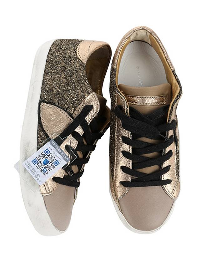 Height Raising Insole Vintage Leather Low Top Sneakers Gold Glitter - PHILIPPE MODEL - BALAAN 3