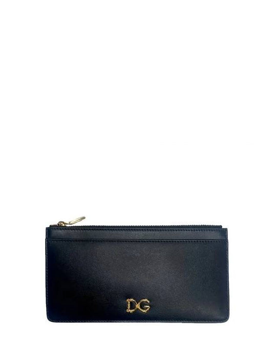 DG Logo Zipper Long Wallet Black - DOLCE&GABBANA - BALAAN 1