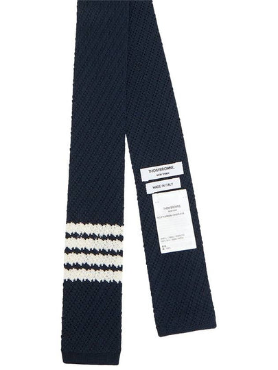 Women's Silk Twill Stitch 4 Bar Tie Scarf Navy - THOM BROWNE - BALAAN 2