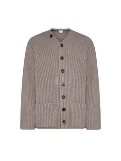 V-Neck Ribbed Cardigan Beige - BOTTEGA VENETA - BALAAN 2