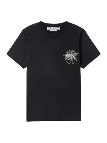 Logo print t shirt black short sleeve tee - OFF WHITE - BALAAN 1