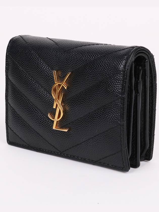 YSL gold plated black card holder wallet 530841 - SAINT LAURENT - BALAAN 3