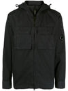 Heavy Poplin Emerized Shirt Hooded Jacket Black - CP COMPANY - BALAAN 1