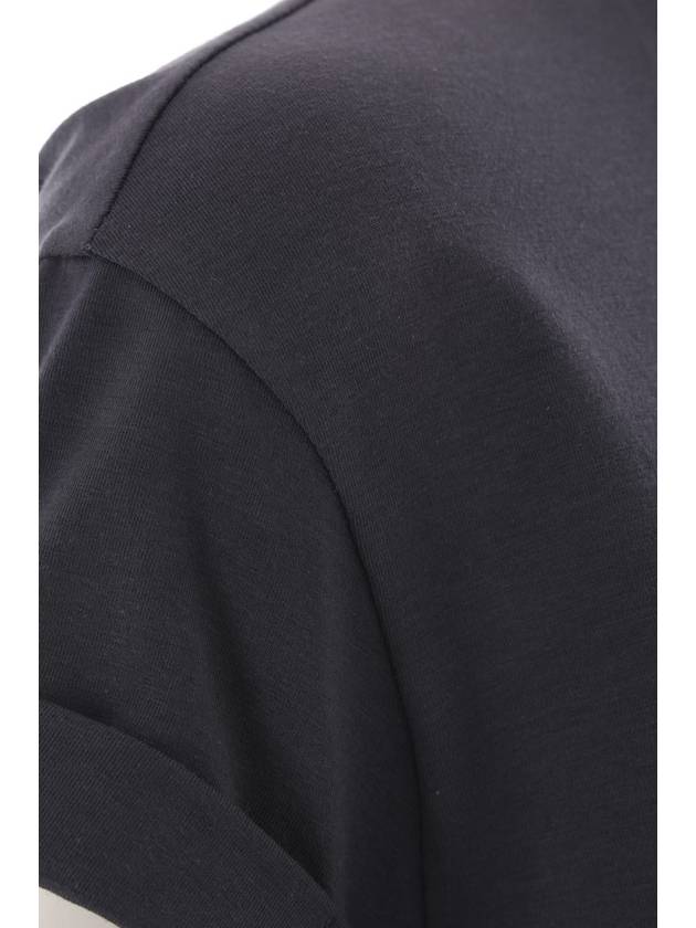 Crew Neck Turn-Up Sleeve Short Sleeve T-Shirt Navy - BRUNELLO CUCINELLI - BALAAN 4