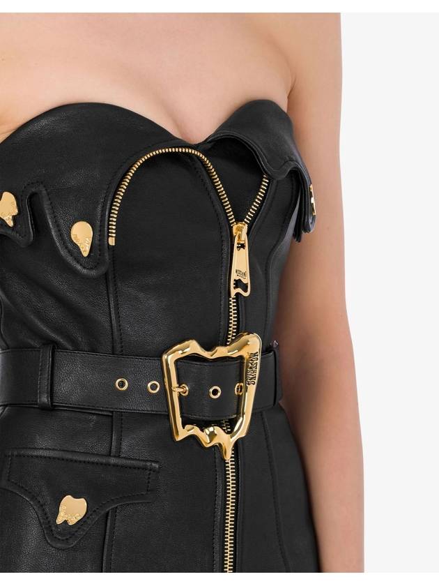 Strapless Leather Mini Dress A37055470 - MOSCHINO - BALAAN 5