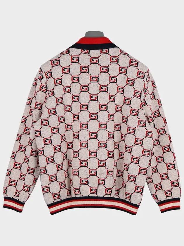 GG Cotton Jacquard Zipper Cardigan Ivory Red - GUCCI - BALAAN 3