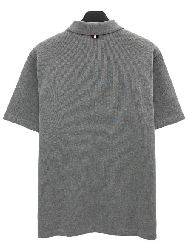 RWB Pocket Interlock Cotton Short Sleeve Polo Shirt Grey - THOM BROWNE - BALAAN 3