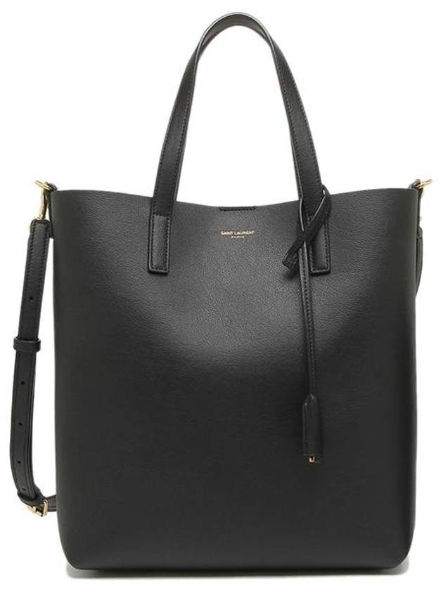 Shopping Toy Supple Leather Tote Bag Black - SAINT LAURENT - BALAAN 4