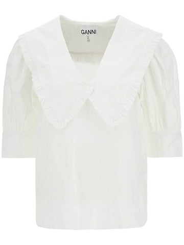 blouse with exaggerated collar and ruffle - GANNI - BALAAN 1