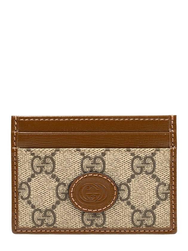 Interlocking G Card Case Beige Ebony Brown - GUCCI - BALAAN 2