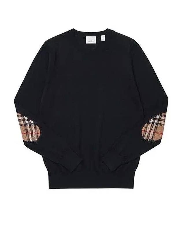 WoMen's BEMPTON Check Patch Merino Wool Knit Top Black - BURBERRY - BALAAN 3