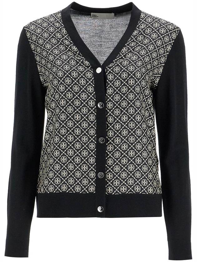 Logo Detail V-Neck Cardigan Black - TORY BURCH - BALAAN 2