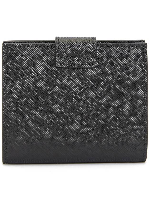 Triangle Logo Saffiano Leather Half Wallet Black - PRADA - BALAAN 3