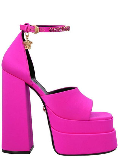 Aevitas Medusa Charm Satin Platform Sandals Fuchsia - VERSACE - BALAAN 2