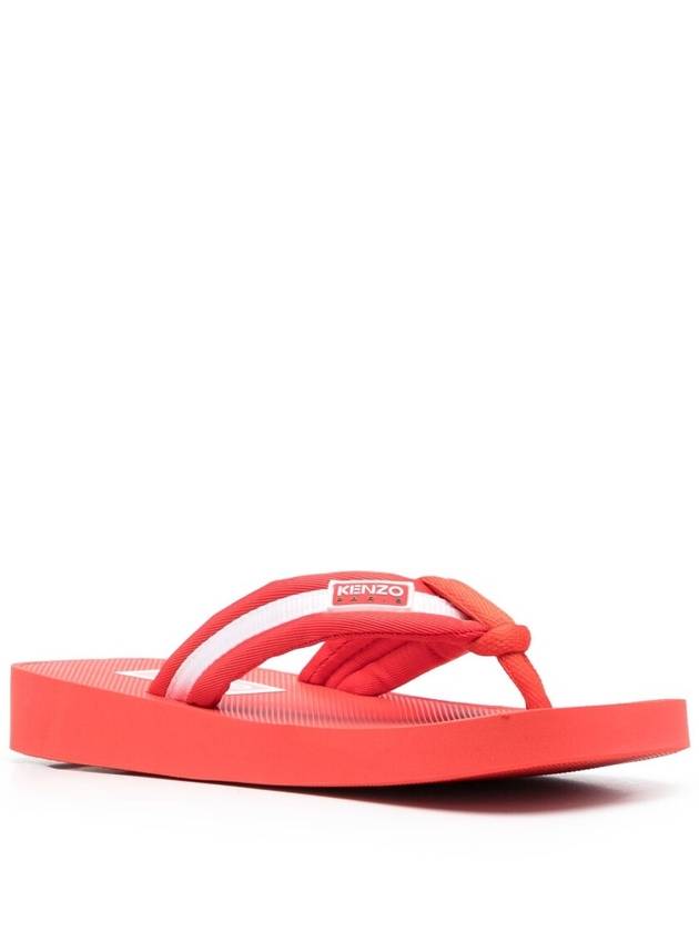 Logo Patch Striped Flip Flops Red - KENZO - BALAAN 3