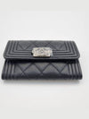 Boy  Flap Card Holder Grained Calfskin Ruthenium Black - CHANEL - BALAAN 3