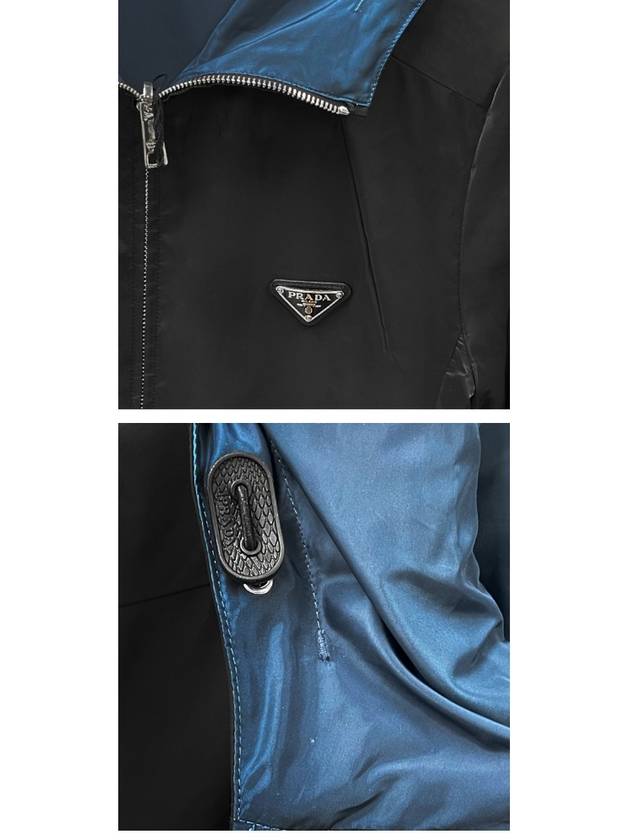 Triangle Logo Reversible Windbreaker Black Blue - PRADA - BALAAN 6