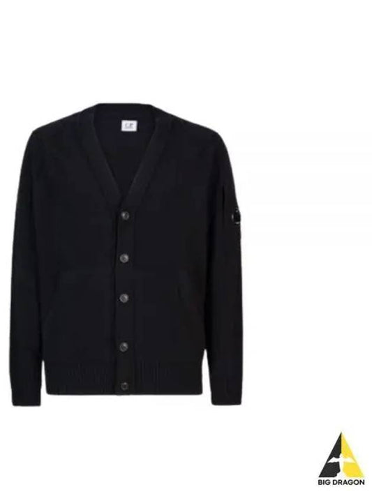 Men's Lens Wappen Lambswool Cardigan Black - CP COMPANY - BALAAN 2