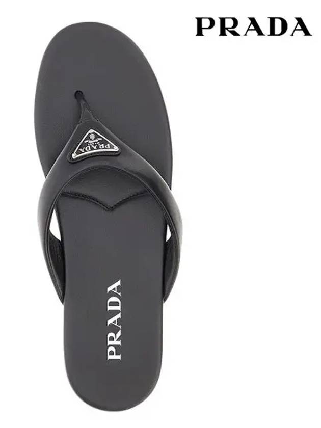 Triangle Logo Flip Flops Black - PRADA - BALAAN 4