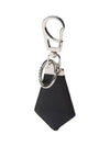 Saffiano Triangle Logo Leather Key Holder Black - PRADA - BALAAN 5