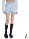 High Waist Denim Shorts Light Blue - MSGM - BALAAN 2